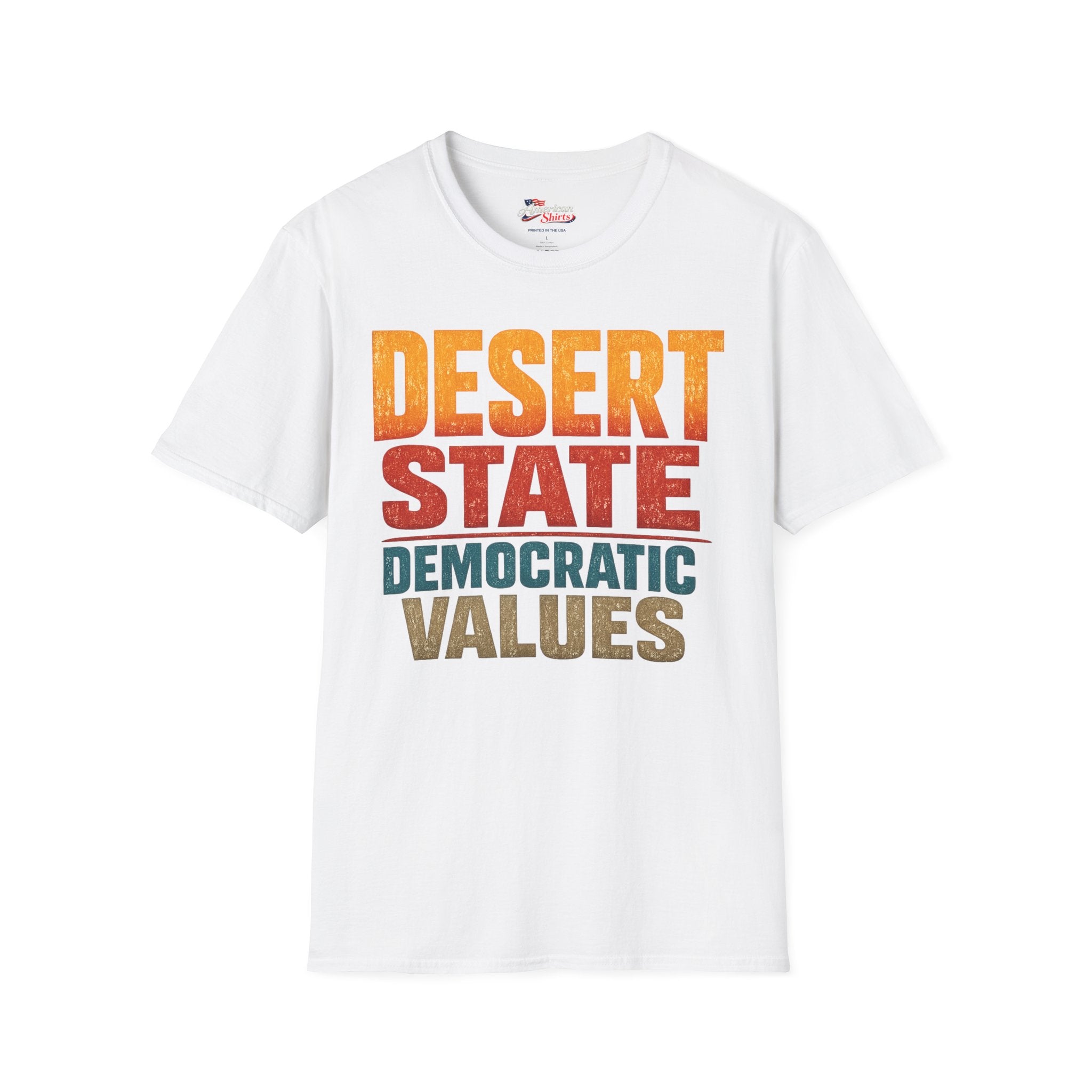 Arizona Desert State Democratic Values Unisex Softstyle T-Shirt Blue 2026