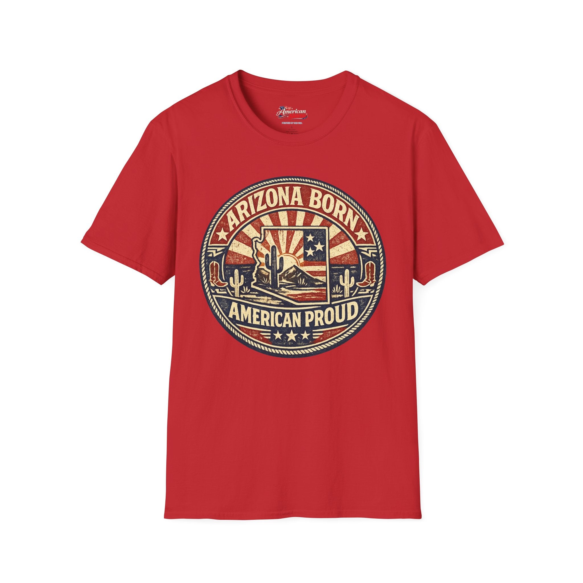Vintage Arizona Born American Unisex Softstyle T-Shirt Red 2026