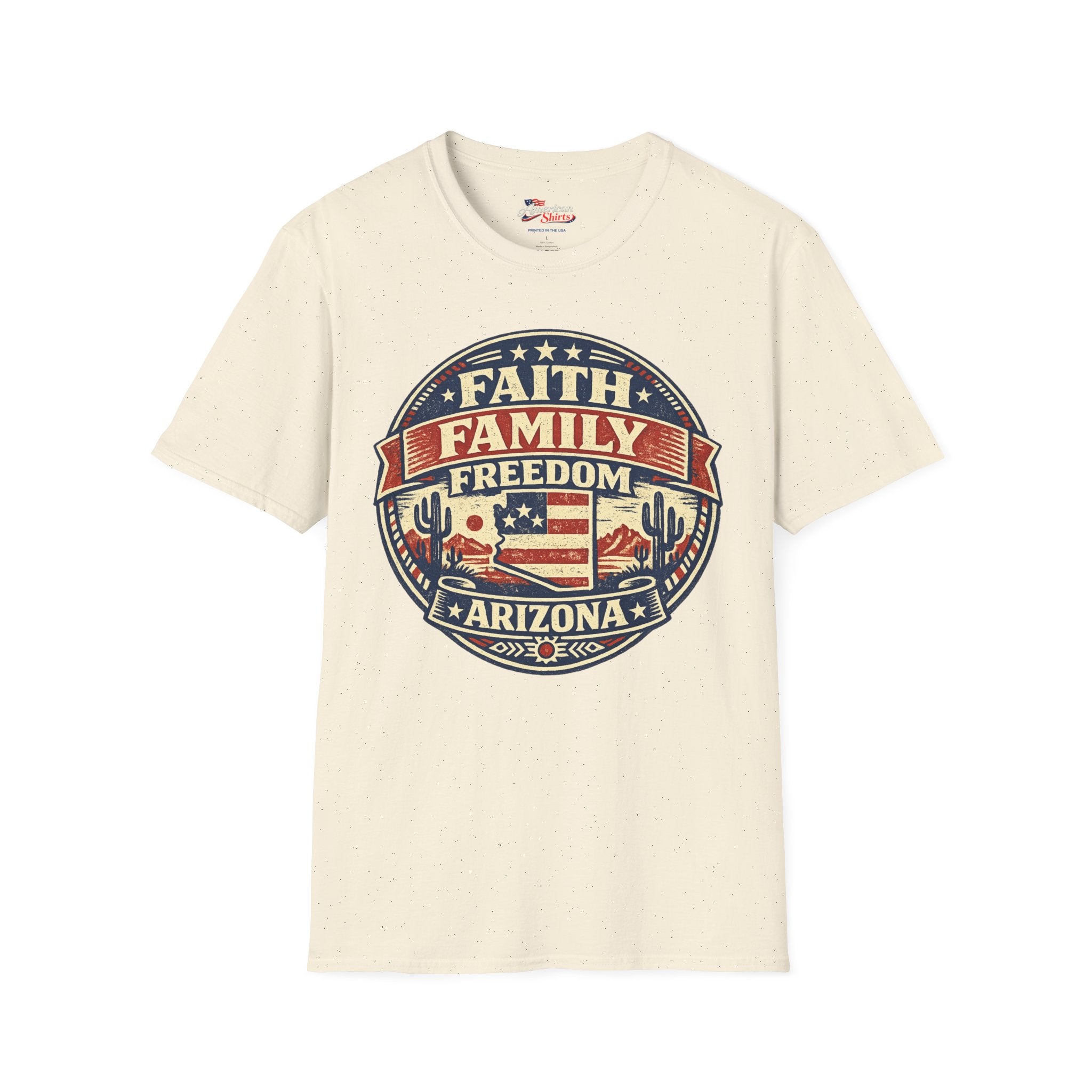 Vintage Arizona Faith Family Freedom  Unisex Softstyle T-Shirt Red 2026