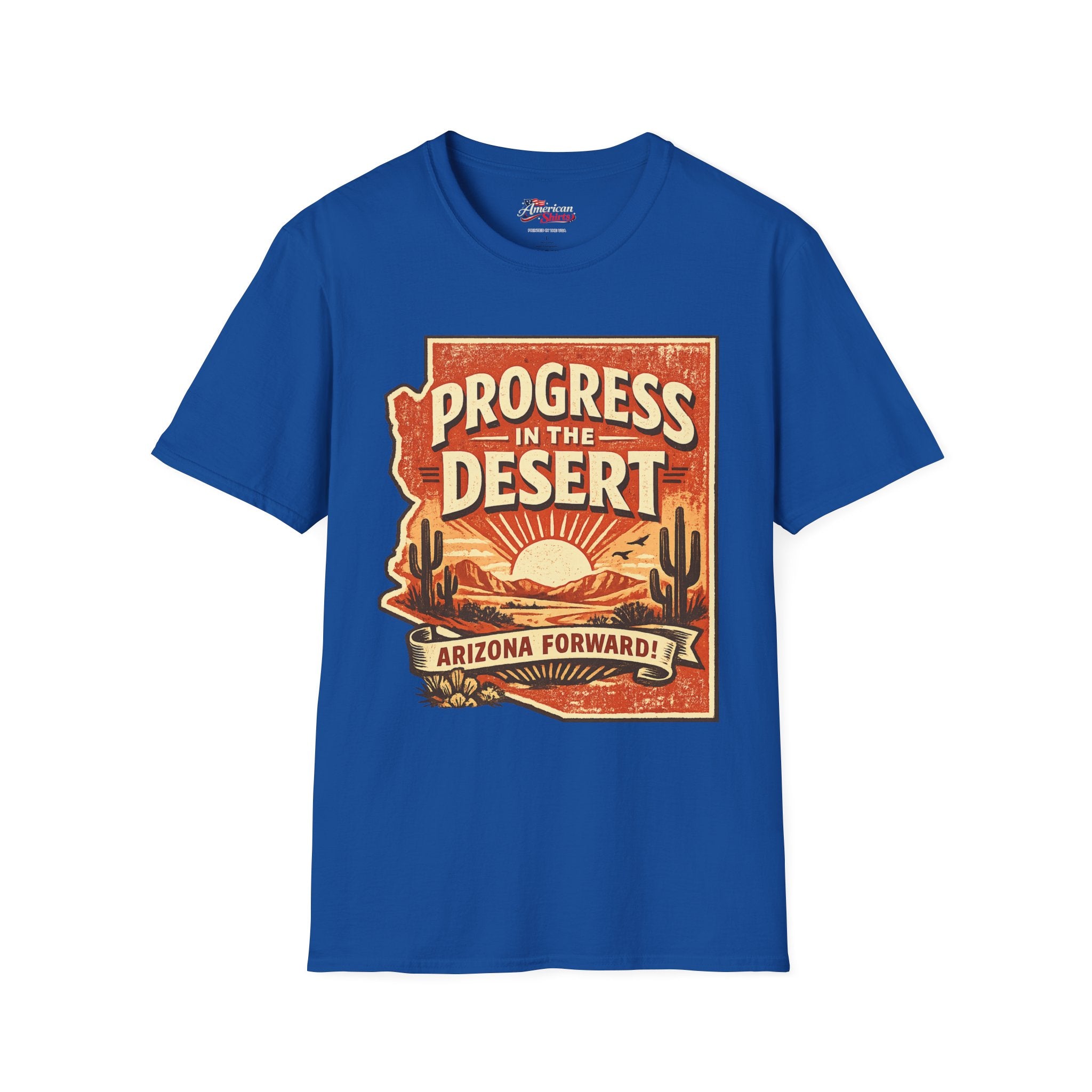 Progress in the Desert Arizona Forward Unisex Softstyle T-Shirt Blue 2026