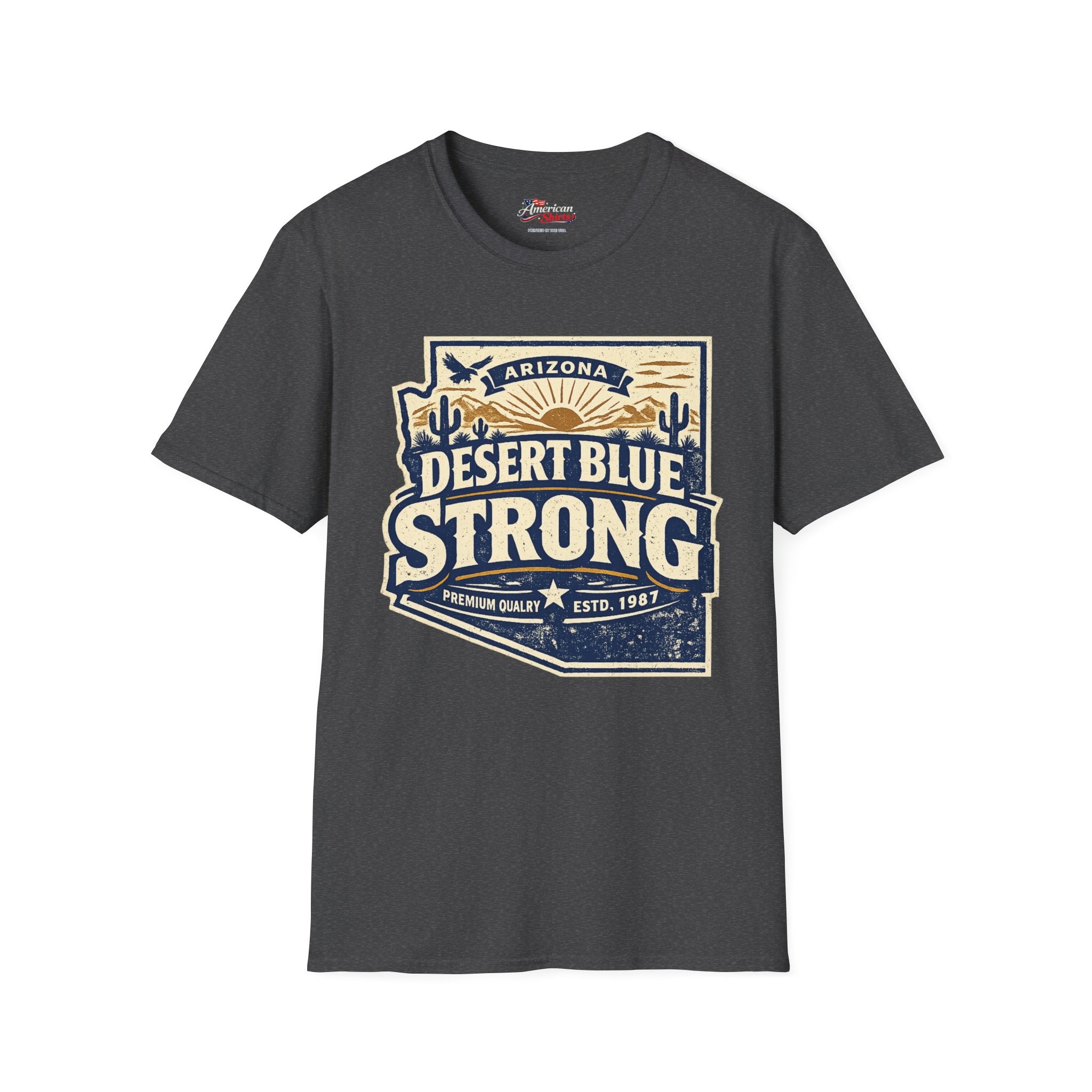 Vintage Arizona Desert Blue Strong Unisex Softstyle T-Shirt Blue 2026