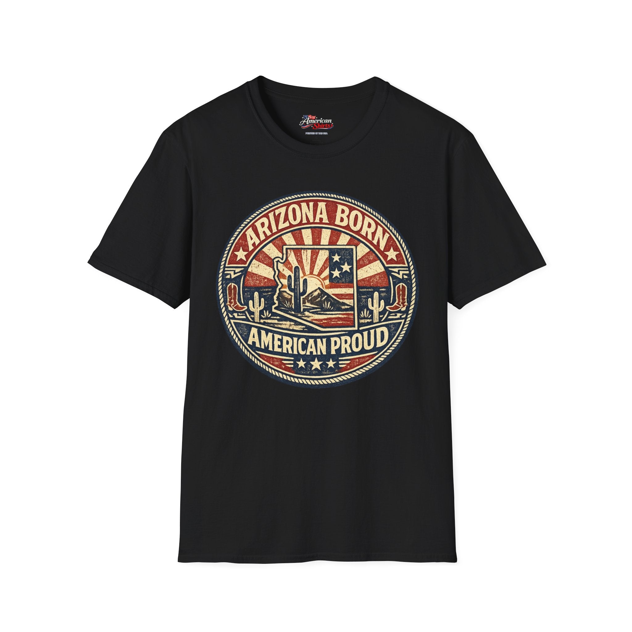 Vintage Arizona Born American Unisex Softstyle T-Shirt Red 2026