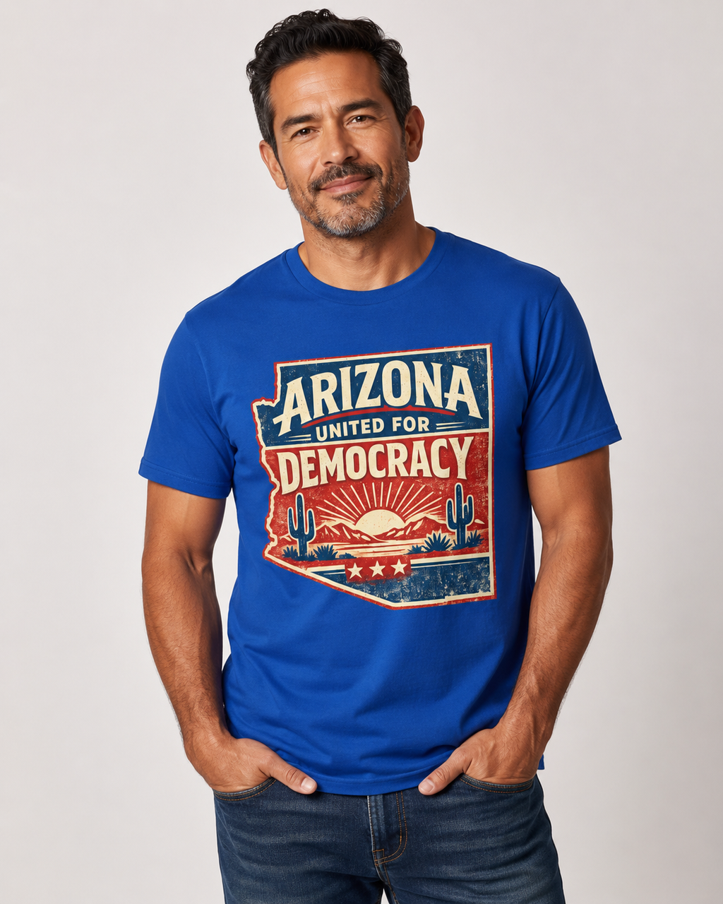 Arizona United For Democracy Unisex Softstyle T-Shirt Blue 2026