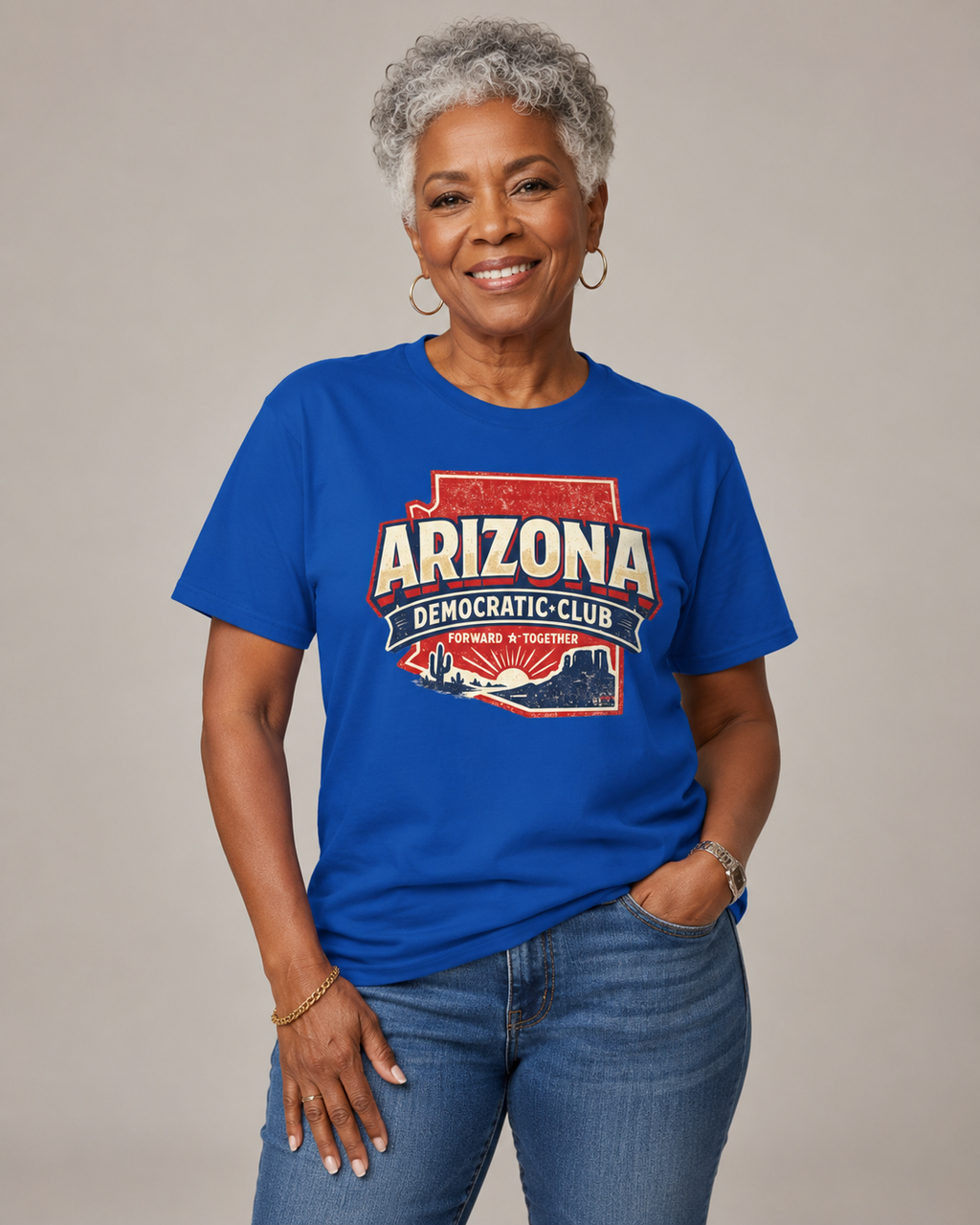 Vintage Arizona Democratic Club Unisex Softstyle T-Shirt Blue 2026