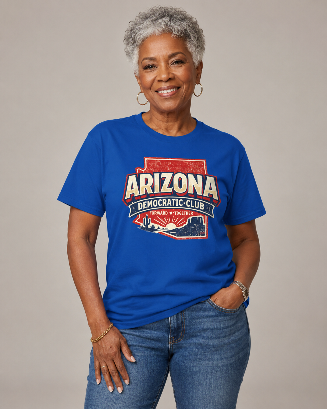 Vintage Arizona Democratic Club Unisex Softstyle T-Shirt Blue 2026