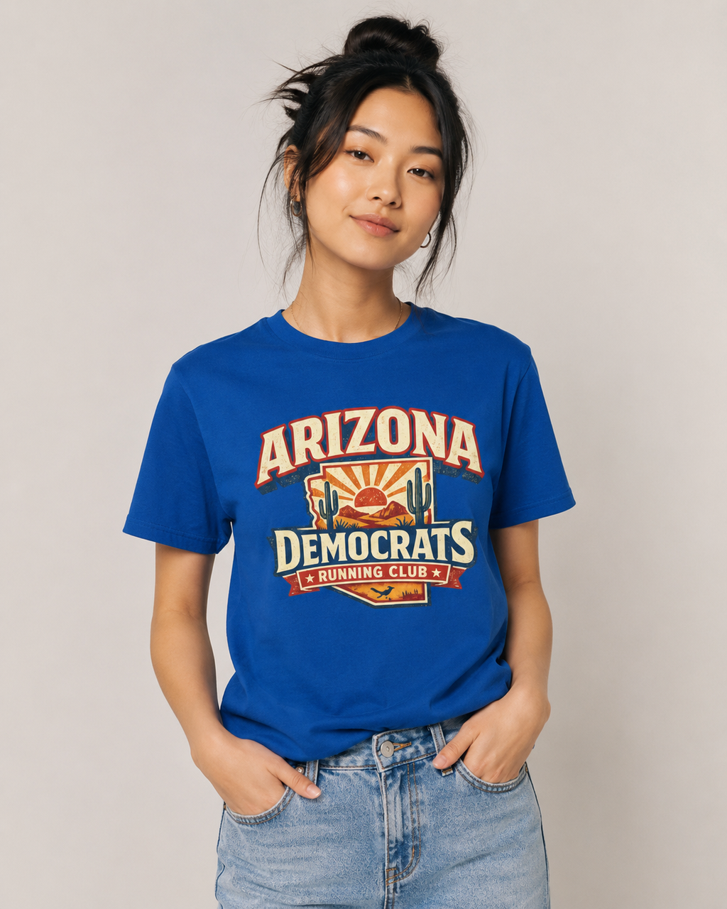 Vintage Arizona Democrats Running Club Unisex Softstyle T-Shirt Blue 2026