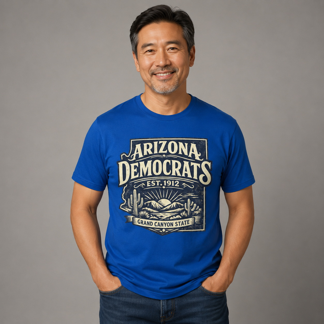 Vintage Arizona Democrats Unisex Softstyle T-Shirt Blue 2026