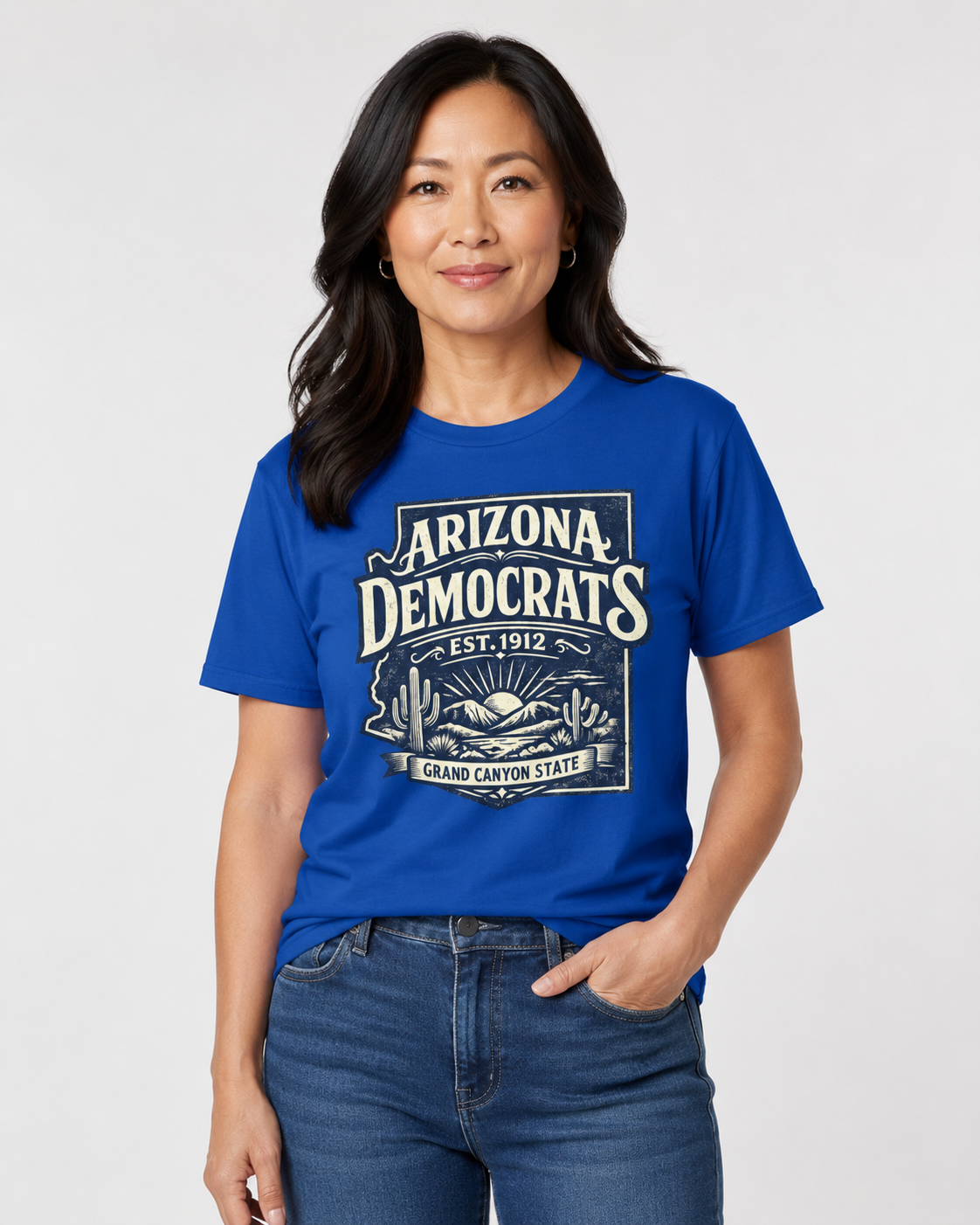 Vintage Arizona Democrats Unisex Softstyle T-Shirt Blue 2026