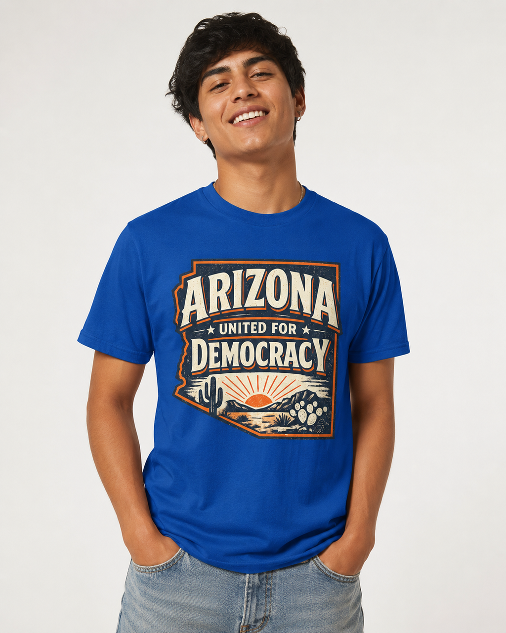 Vintage Arizona United for Democracy Unisex Softstyle T-Shirt Blue 2026