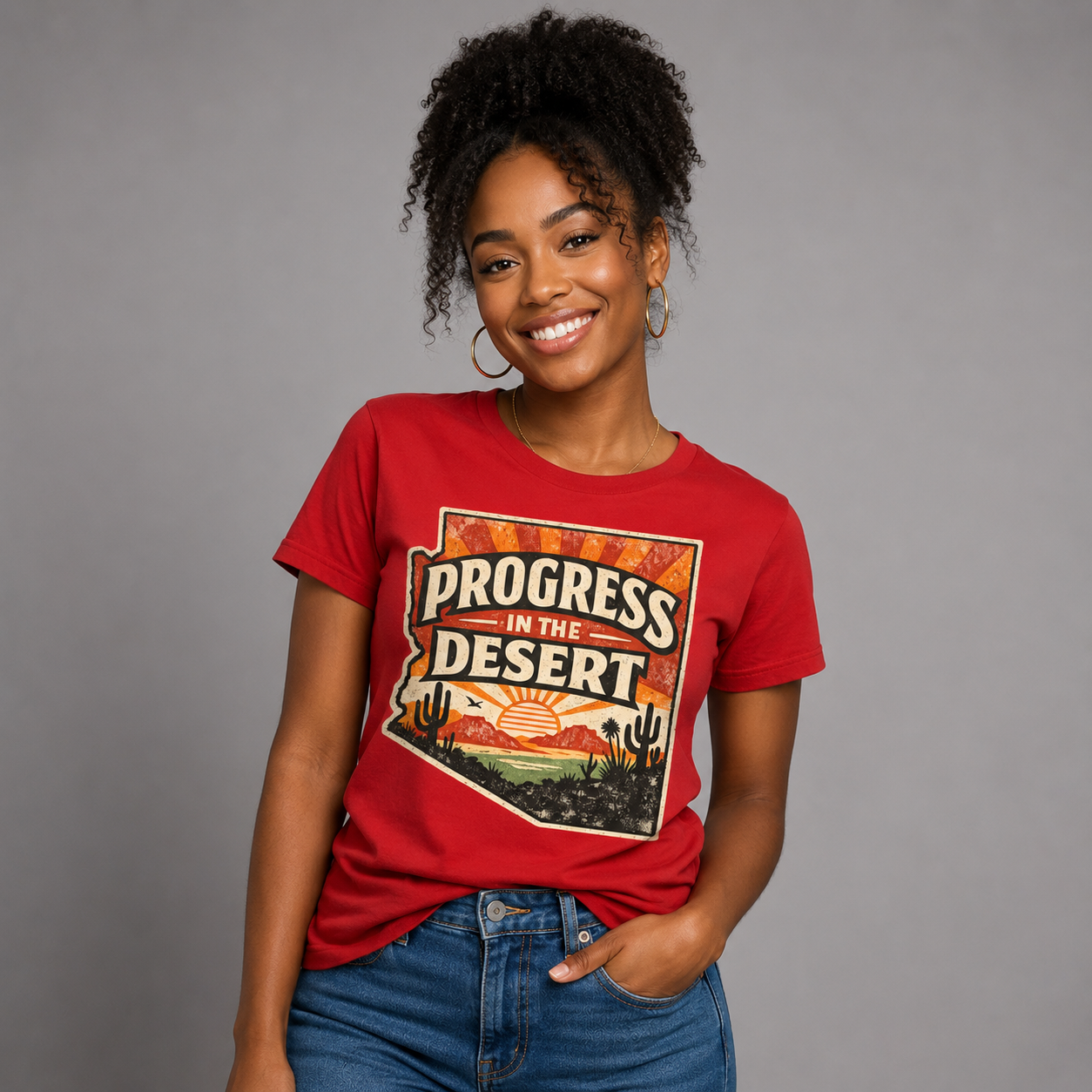 Vintage Arizona Progress in the desert Unisex Softstyle T-Shirt Red 2026