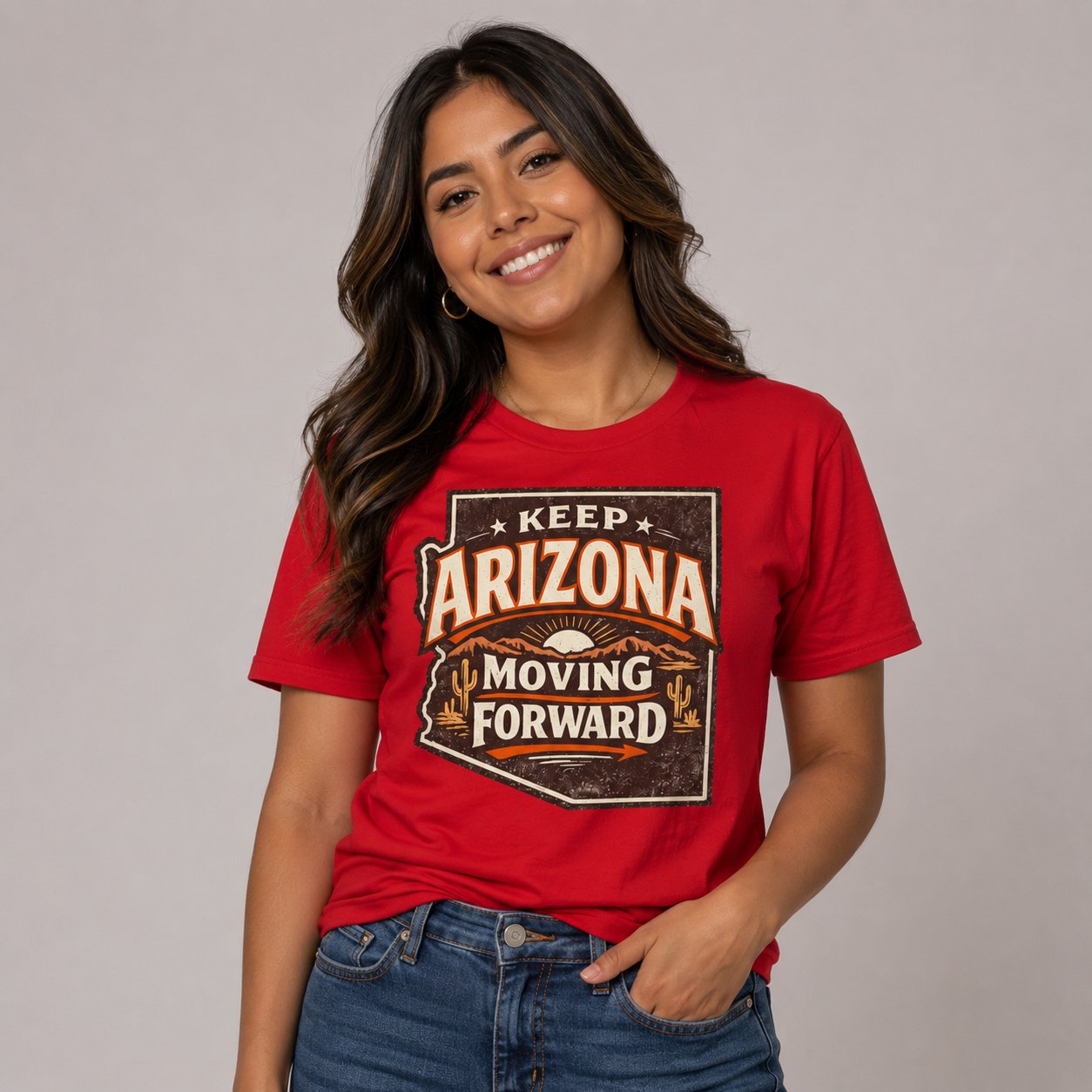 Vintage Arizona Moving Forward Unisex Softstyle T-Shirt Red 2026