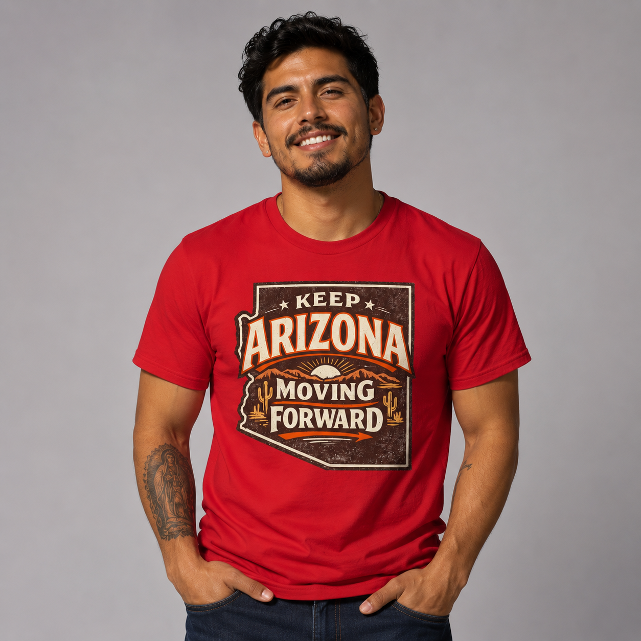 Vintage Arizona Moving Forward Unisex Softstyle T-Shirt Red 2026
