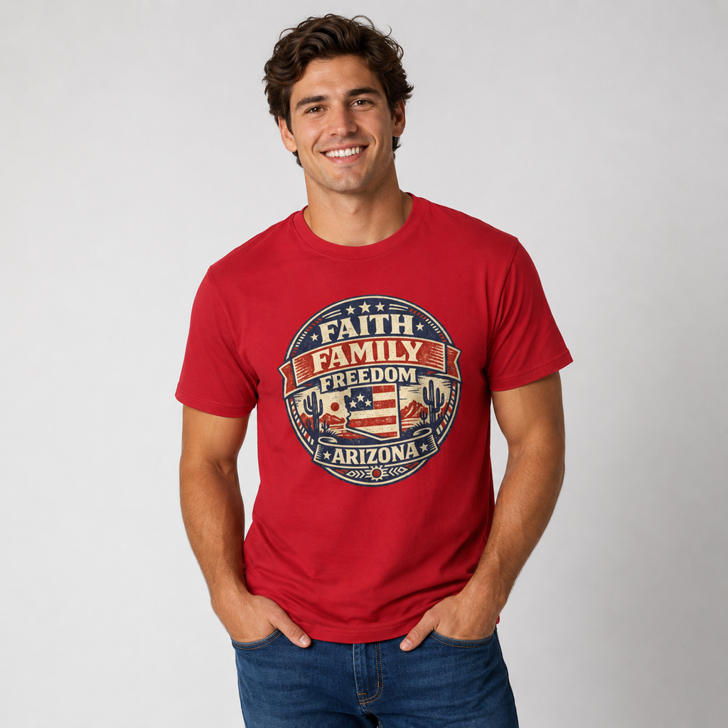 Vintage Arizona Faith Family Freedom  Unisex Softstyle T-Shirt Red 2026