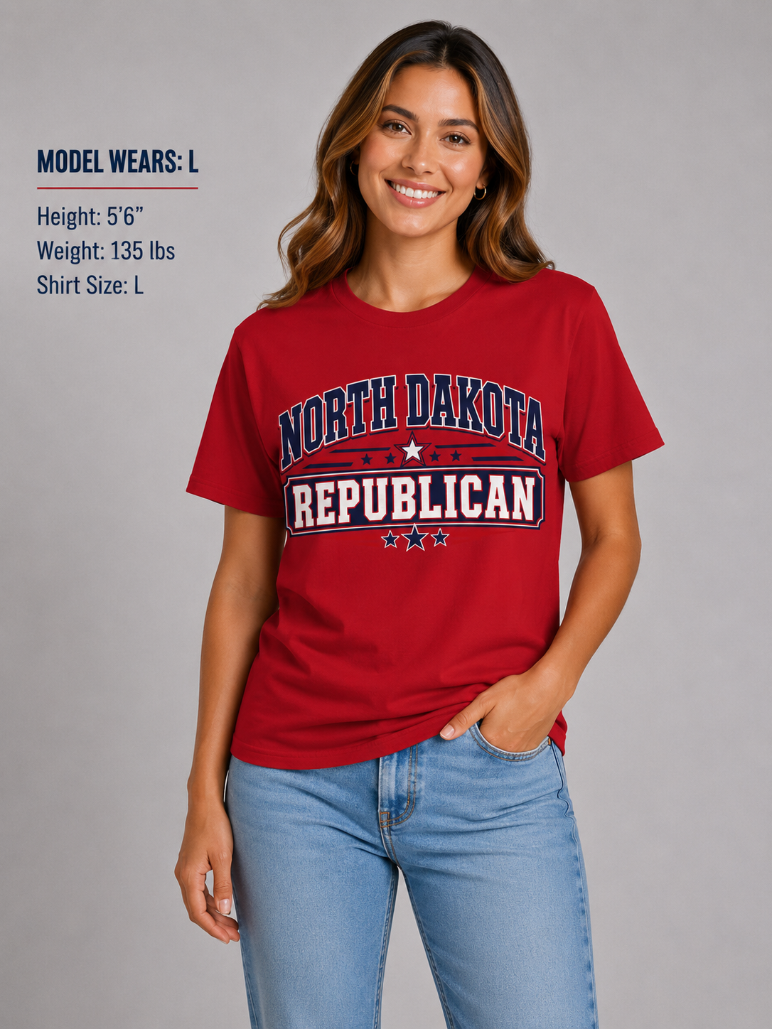 North Dakota Republican Unisex T-Shirt State Pride Political Tee Red 2026