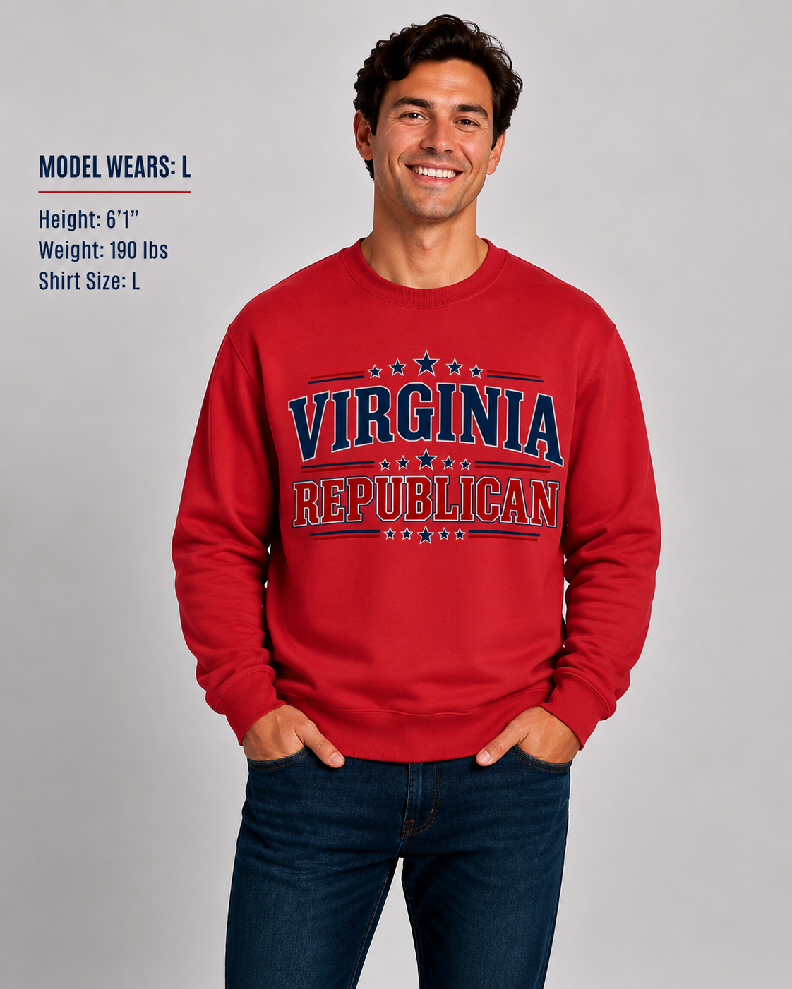 Virginia Republican Unisex Crewneck Sweatshirt State Pride Political Pullover Red 2026