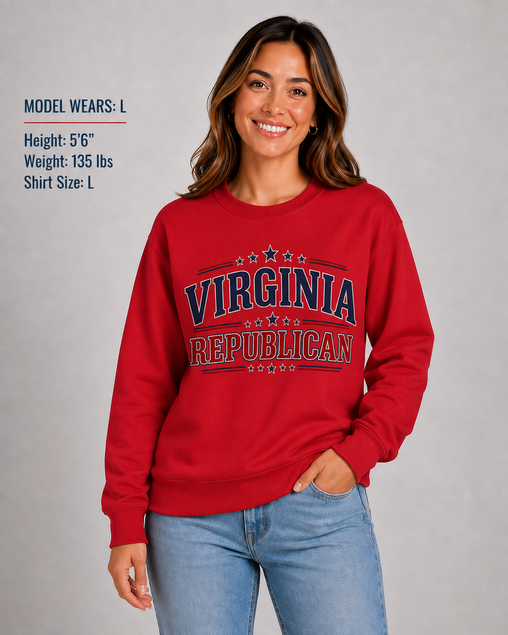 Virginia Republican Unisex Crewneck Sweatshirt State Pride Political Pullover Red 2026
