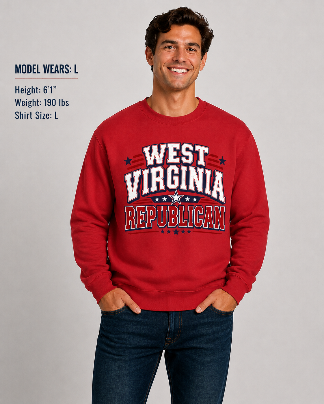 West Virginia Republican Unisex Crewneck Sweatshirt State Pride Political Pullover Red 2026