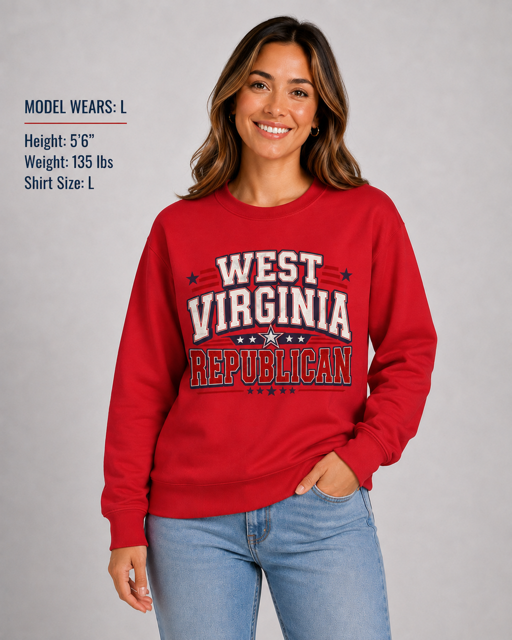 West Virginia Republican Unisex Crewneck Sweatshirt State Pride Political Pullover Red 2026