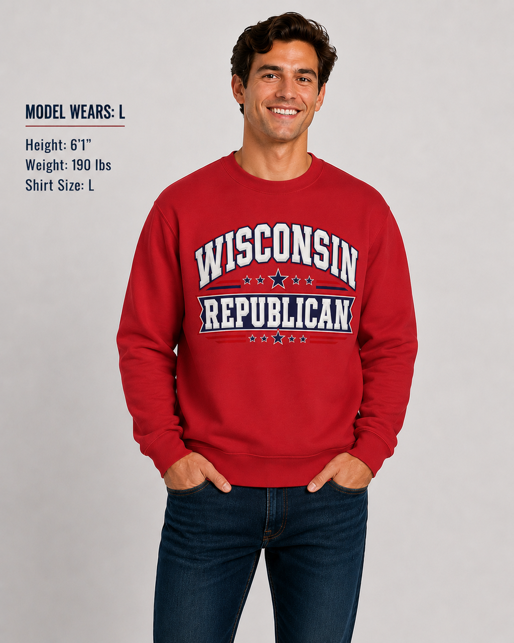 Wisconsin Republican Unisex Crewneck Sweatshirt State Pride Political Pullover Red 2026