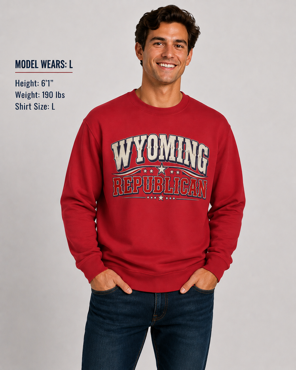 Wyoming Republican Unisex Crewneck Sweatshirt State Pride Political Pullover Red 2026