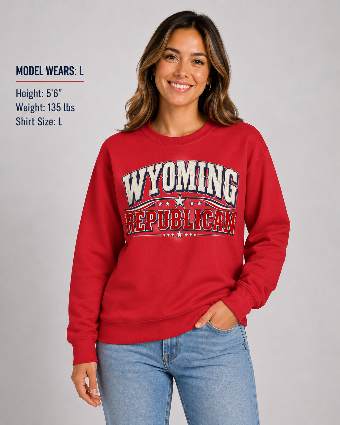 Wyoming Republican Unisex Crewneck Sweatshirt State Pride Political Pullover Red 2026