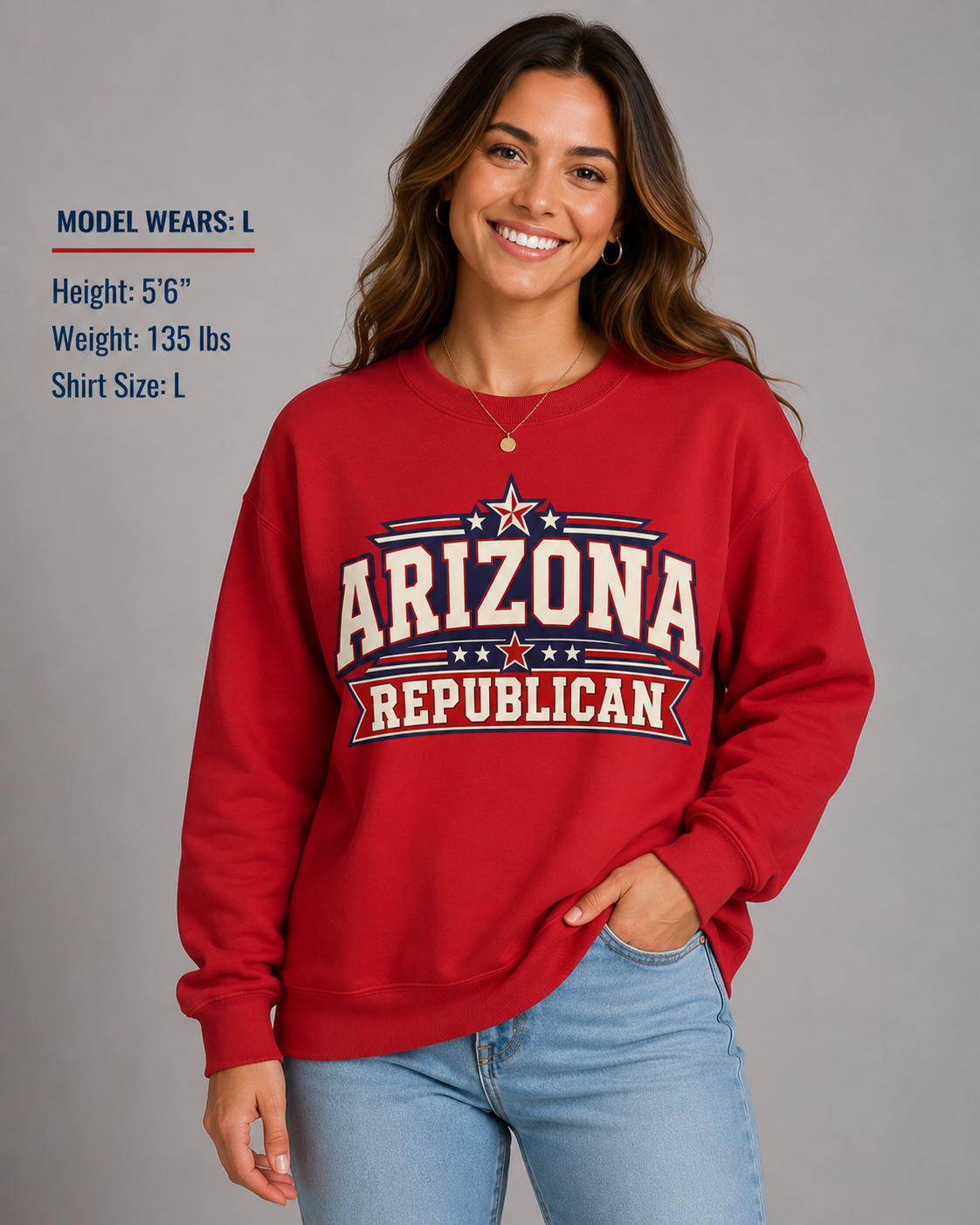 Arizona Republican Unisex Crewneck Sweatshirt State Pride Political Pullover Red 2026