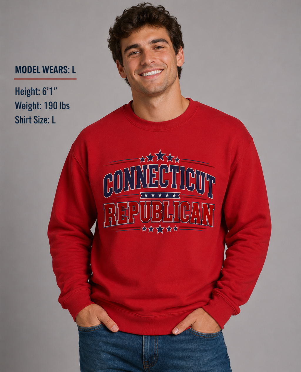 Connecticut Republican Unisex Crewneck Sweatshirt State Pride Political Pullover Red 2026