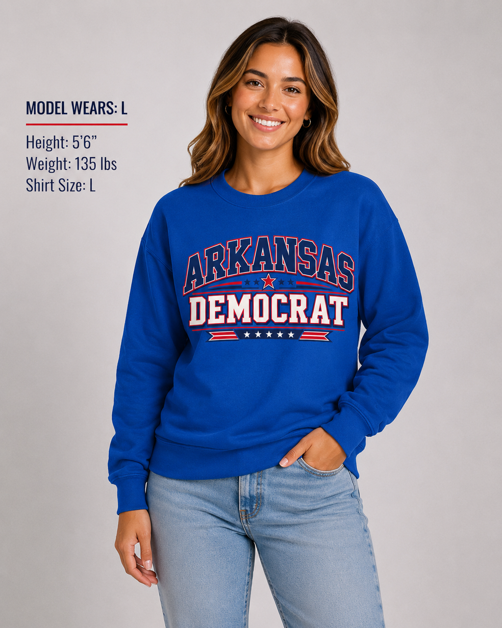 Arkansas Democrat Unisex Crewneck Sweatshirt State Pride Political Pullover Blue 2026