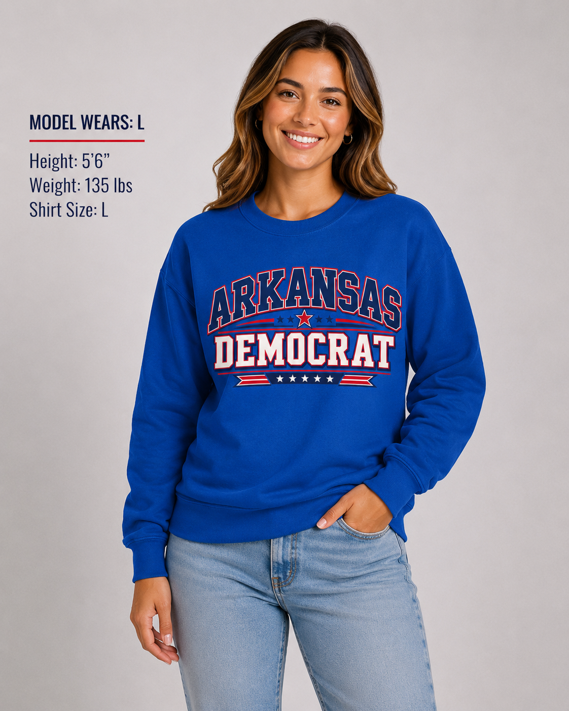 Arkansas Democrat Unisex Crewneck Sweatshirt State Pride Political Pullover Blue 2026