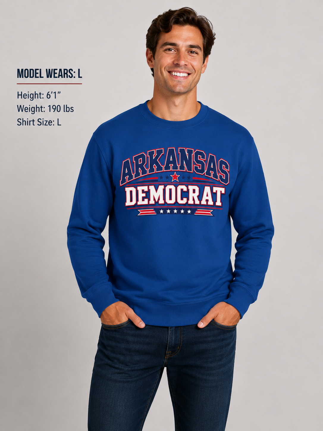 Arkansas Democrat Unisex Crewneck Sweatshirt State Pride Political Pullover Blue 2026