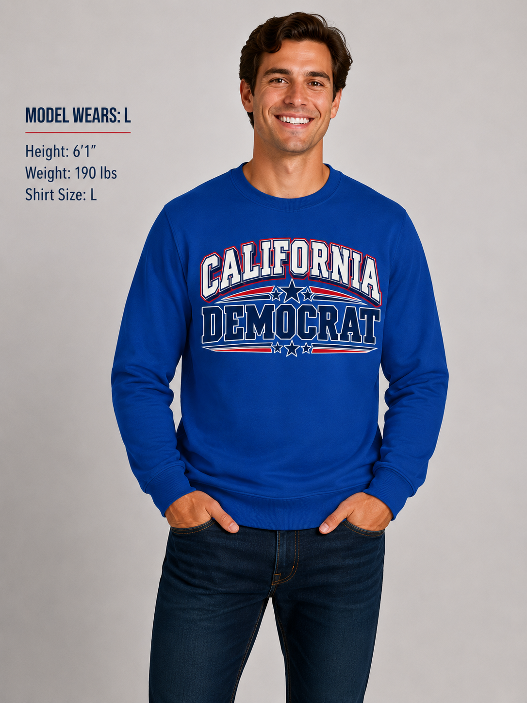 California Democrat Unisex Crewneck Sweatshirt State Pride Political Pullover Blue 2026