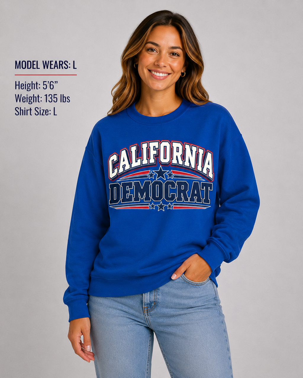California Democrat Unisex Crewneck Sweatshirt State Pride Political Pullover Blue 2026