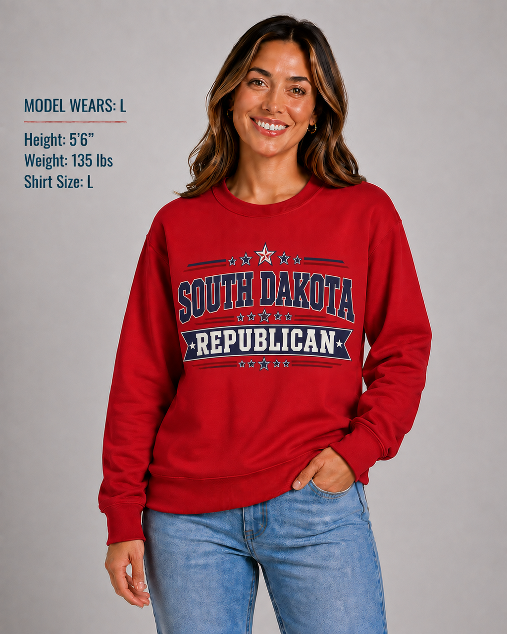 South Dakota Republican Unisex Crewneck Sweatshirt State Pride Political Pullover Red 2026