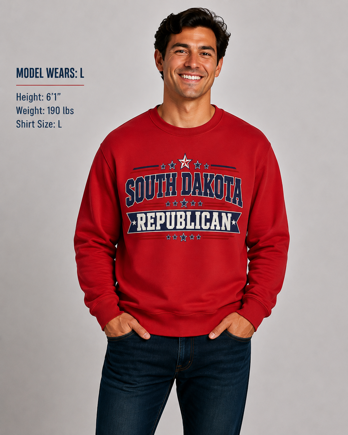 South Dakota Republican Unisex Crewneck Sweatshirt State Pride Political Pullover Red 2026