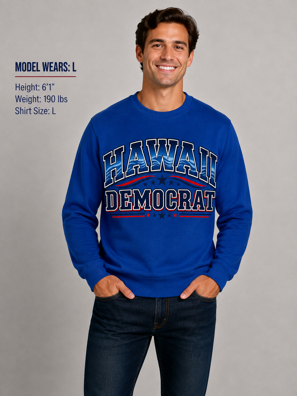 Hawaii Democrat Unisex Crewneck Sweatshirt State Pride Political Pullover Blue 2026