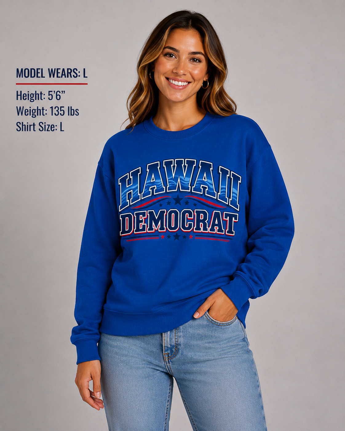 Hawaii Democrat Unisex Crewneck Sweatshirt State Pride Political Pullover Blue 2026