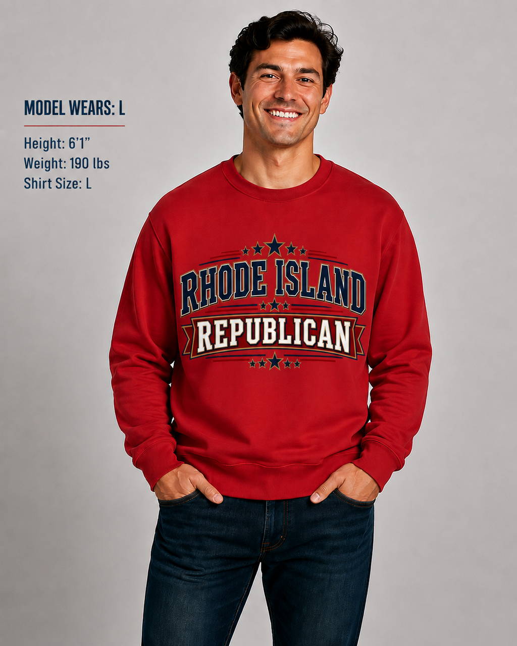 Rhode Island Republican Unisex Crewneck Sweatshirt State Pride Political Pullover Red 2026