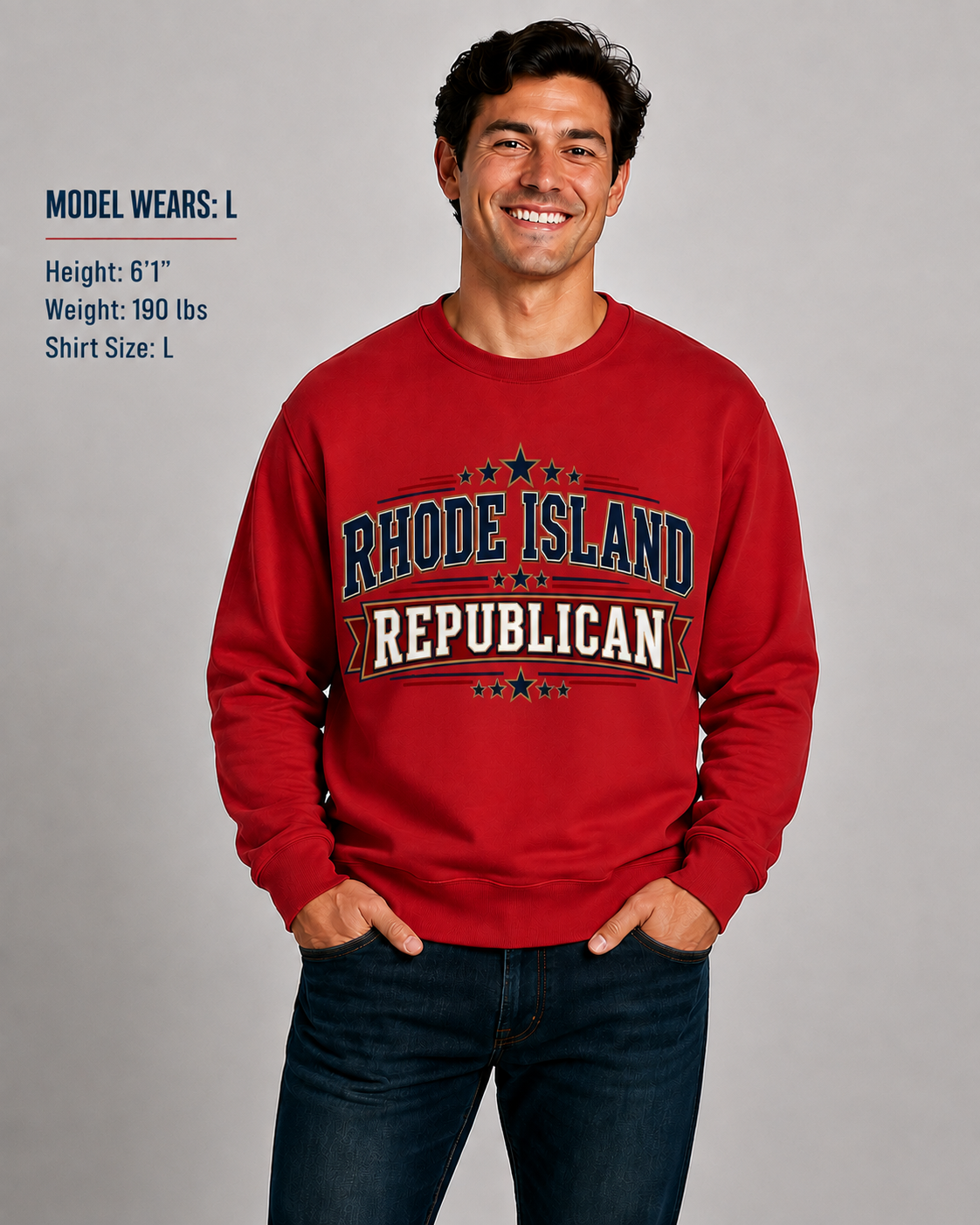 Rhode Island Republican Unisex Crewneck Sweatshirt State Pride Political Pullover Red 2026