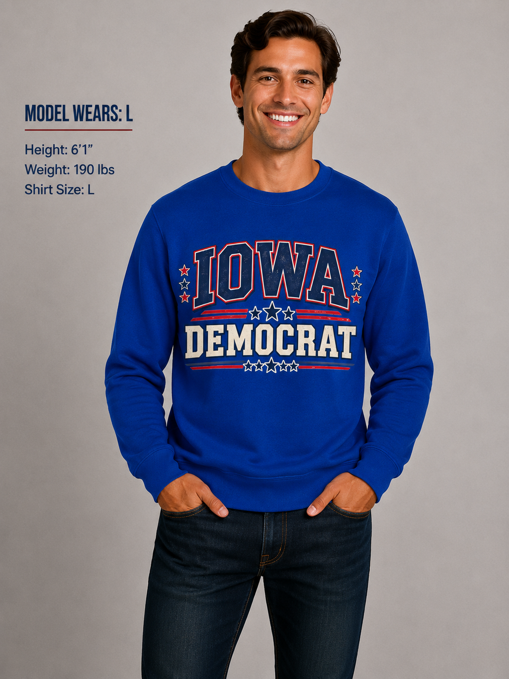 Iowa Democrat Unisex Crewneck Sweatshirt State Pride Political Pullover Blue 2026