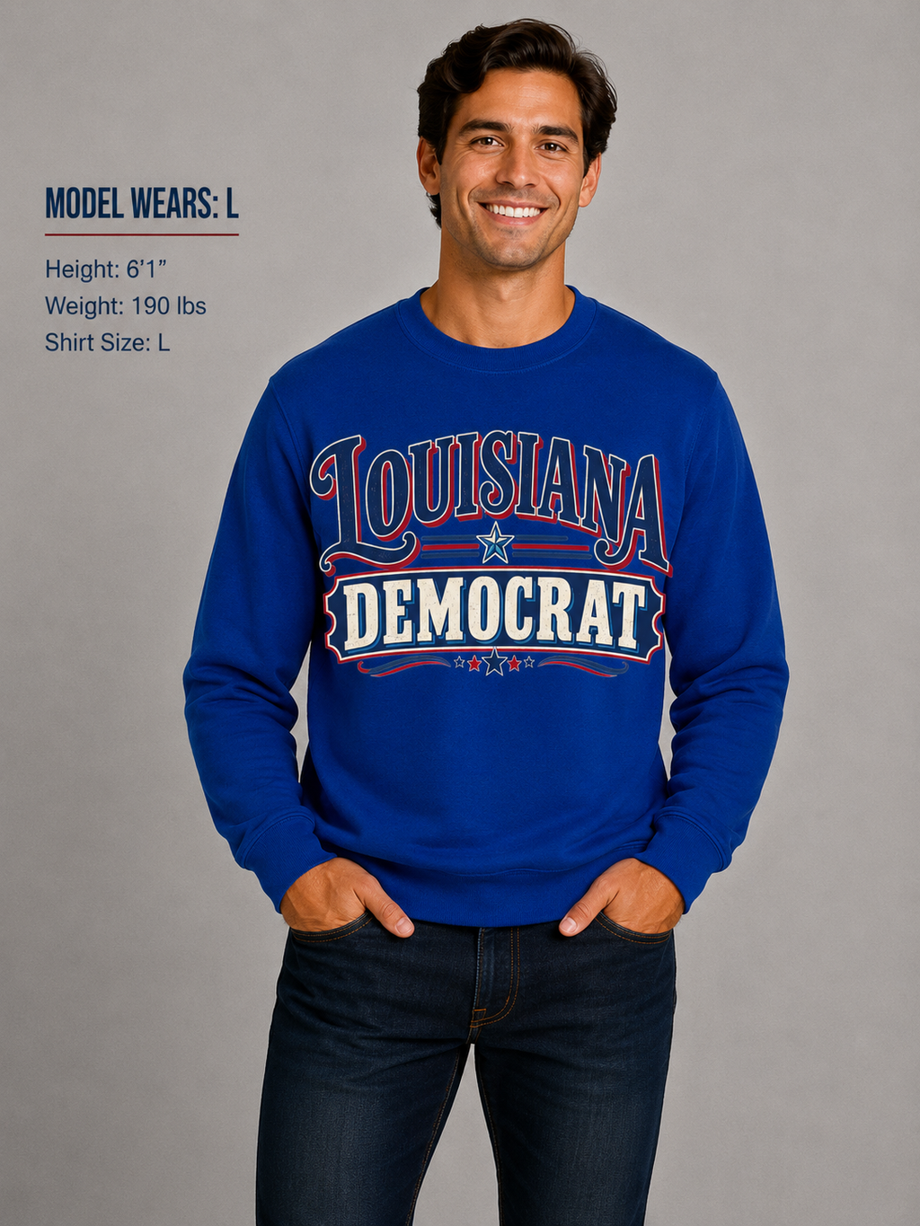 Louisiana Democrat Unisex Crewneck Sweatshirt State Pride Political Pullover Blue 2026