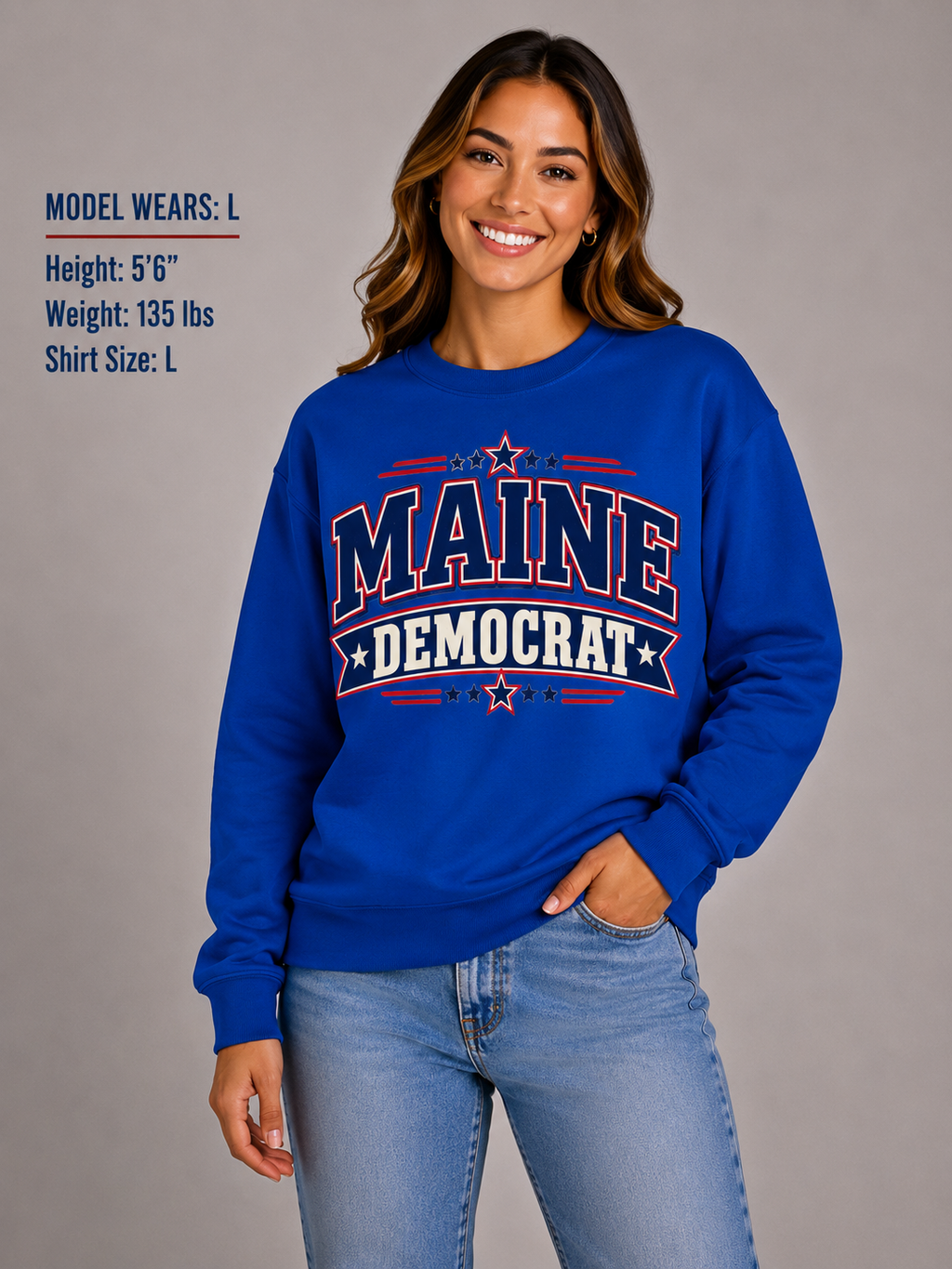 Maine Democrat Unisex Crewneck Sweatshirt State Pride Political Pullover Blue 2026