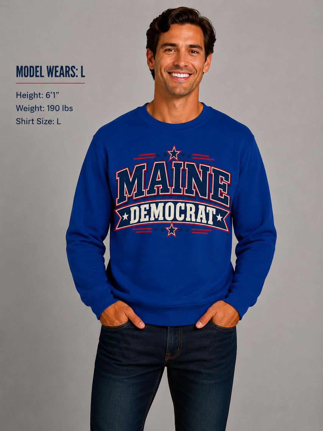 Maine Democrat Unisex Crewneck Sweatshirt State Pride Political Pullover Blue 2026