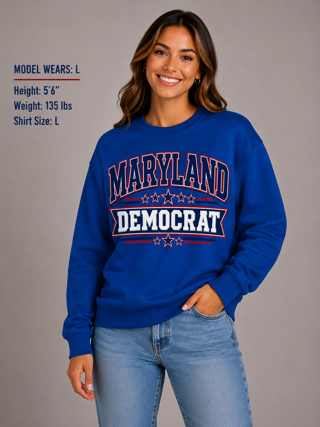 Maryland Democrat Unisex Crewneck Sweatshirt State Pride Political Pullover Blue 2026