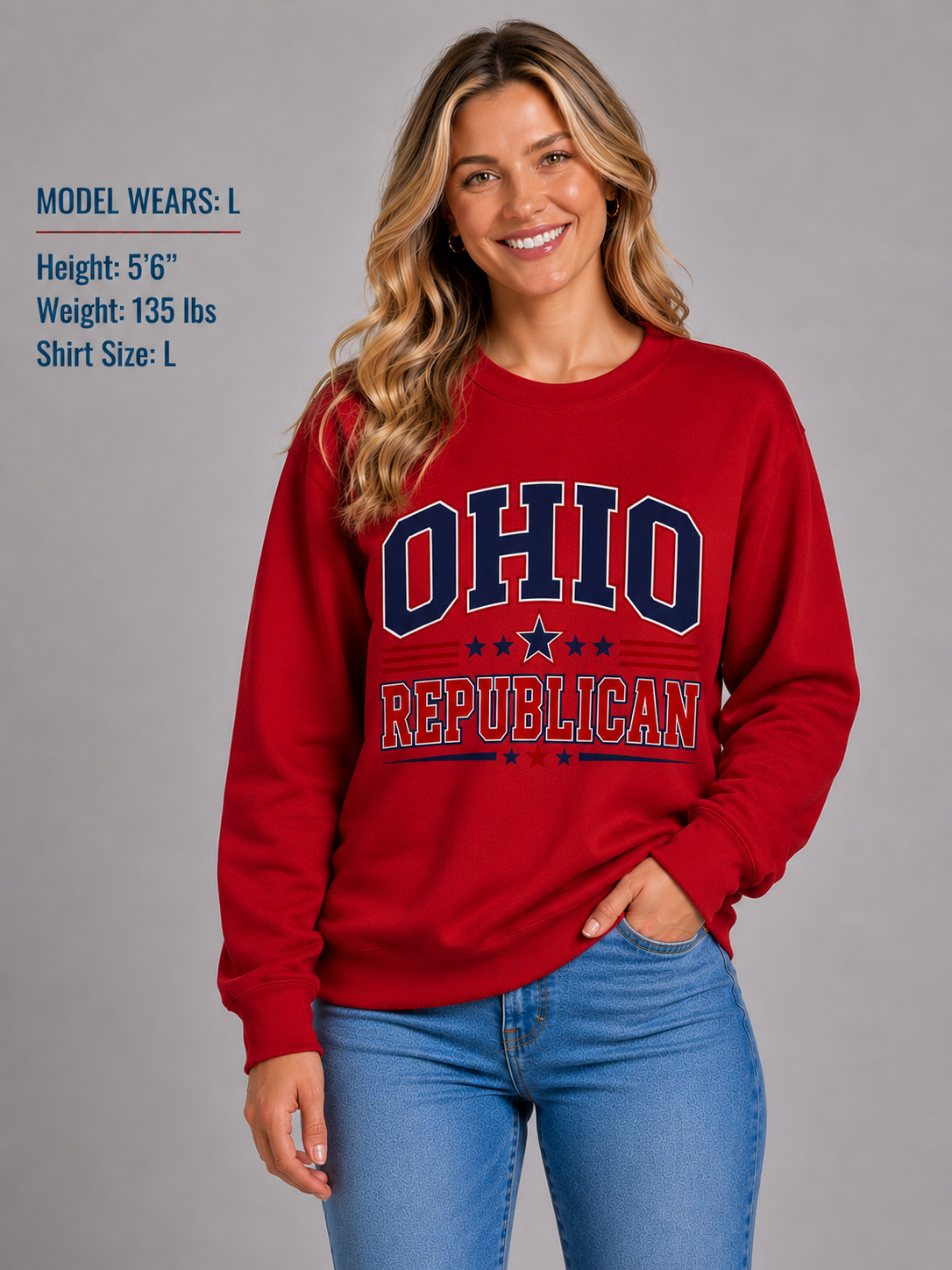 Ohio Republican Unisex Crewneck Sweatshirt State Pride Political Pullover Red 2026