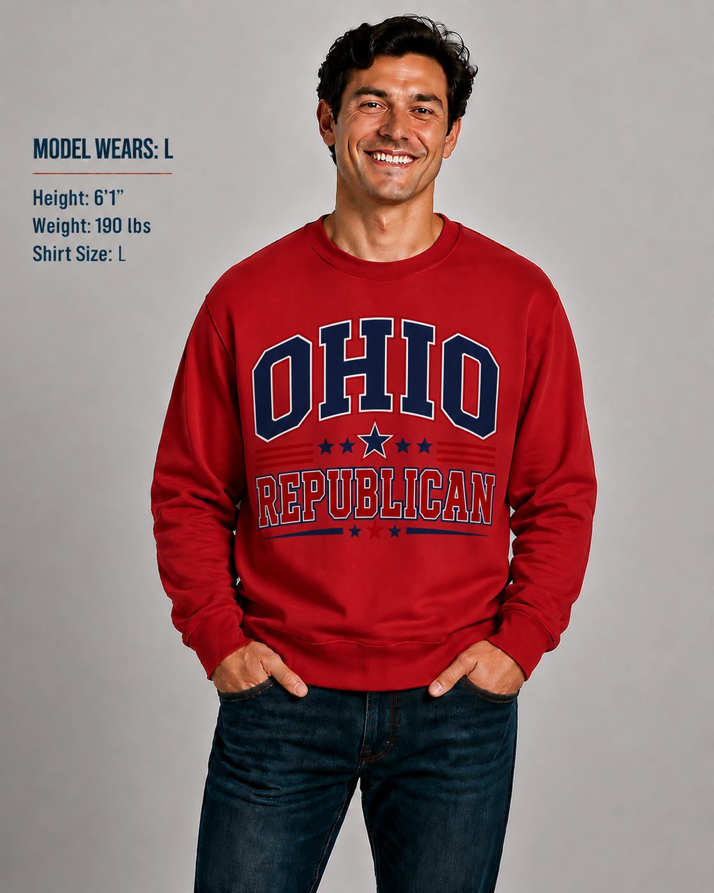 Ohio Republican Unisex Crewneck Sweatshirt State Pride Political Pullover Red 2026