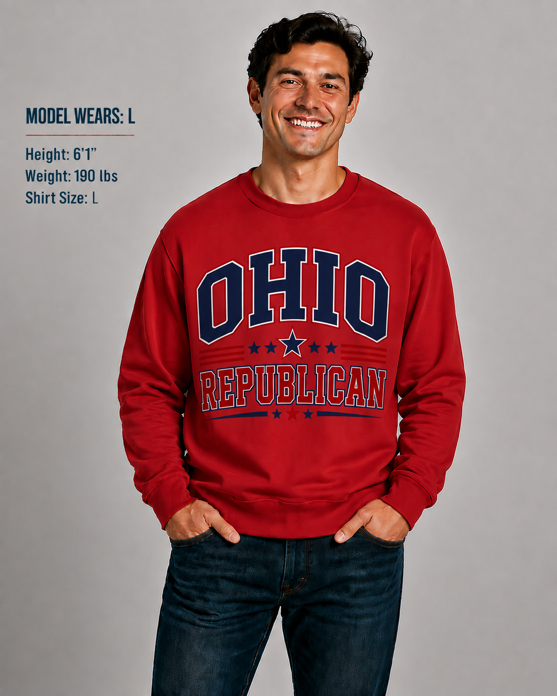 Ohio Republican Unisex Crewneck Sweatshirt State Pride Political Pullover Red 2026