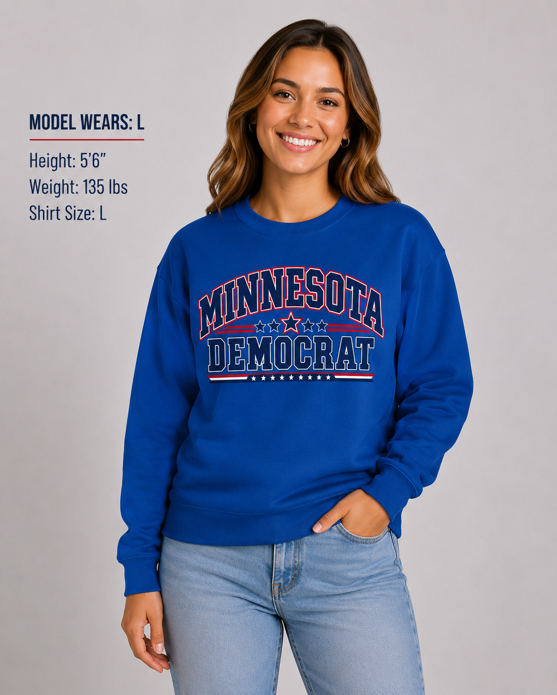 Minnesota Democrat Unisex Crewneck Sweatshirt State Pride Political Pullover Blue 2026