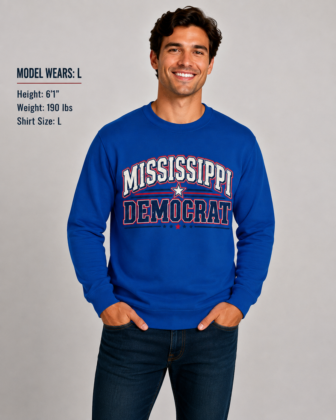 Mississippi Democrat Unisex Crewneck Sweatshirt State Pride Political Pullover Blue 2026