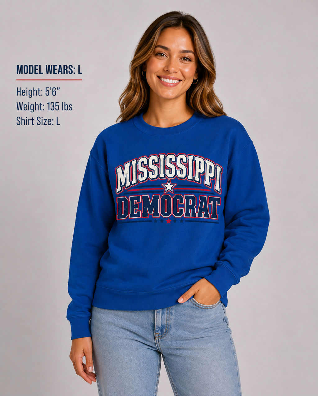Mississippi Democrat Unisex Crewneck Sweatshirt State Pride Political Pullover Blue 2026