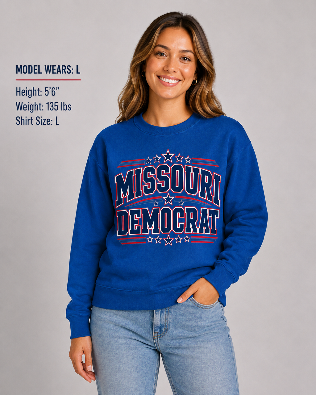 Missouri Democrat Unisex Crewneck Sweatshirt State Pride Political Pullover Blue 2026